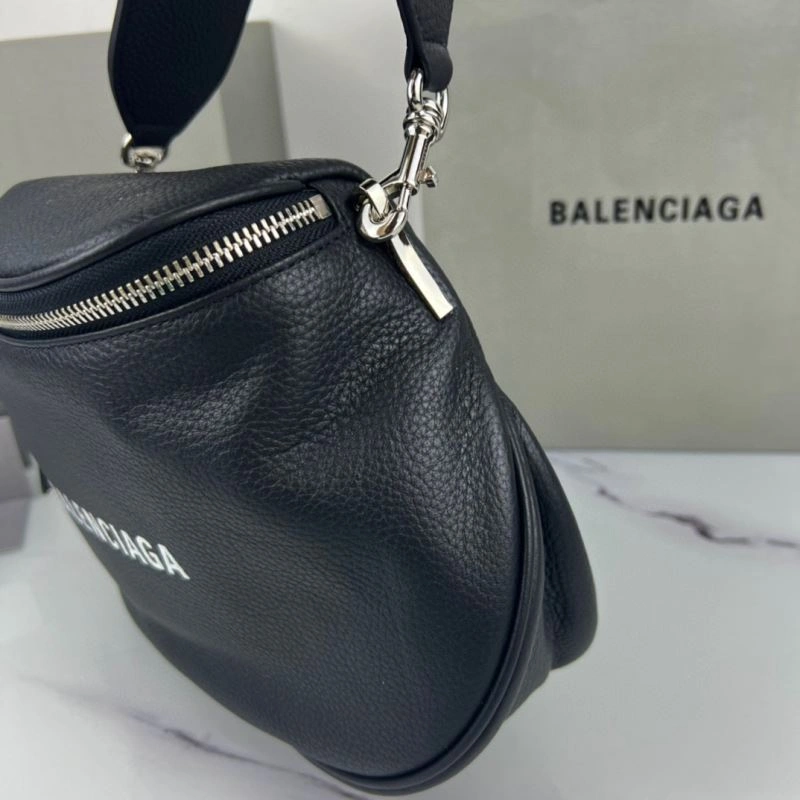 Neat Balenciaga Oval Logo Crossbody Motorcycle Bag in Calfskin 75240