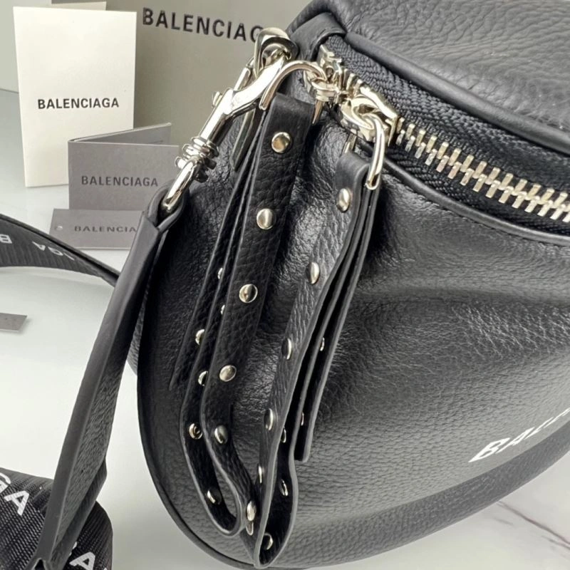 Neat Balenciaga Oval Logo Crossbody Motorcycle Bag in Calfskin 75240