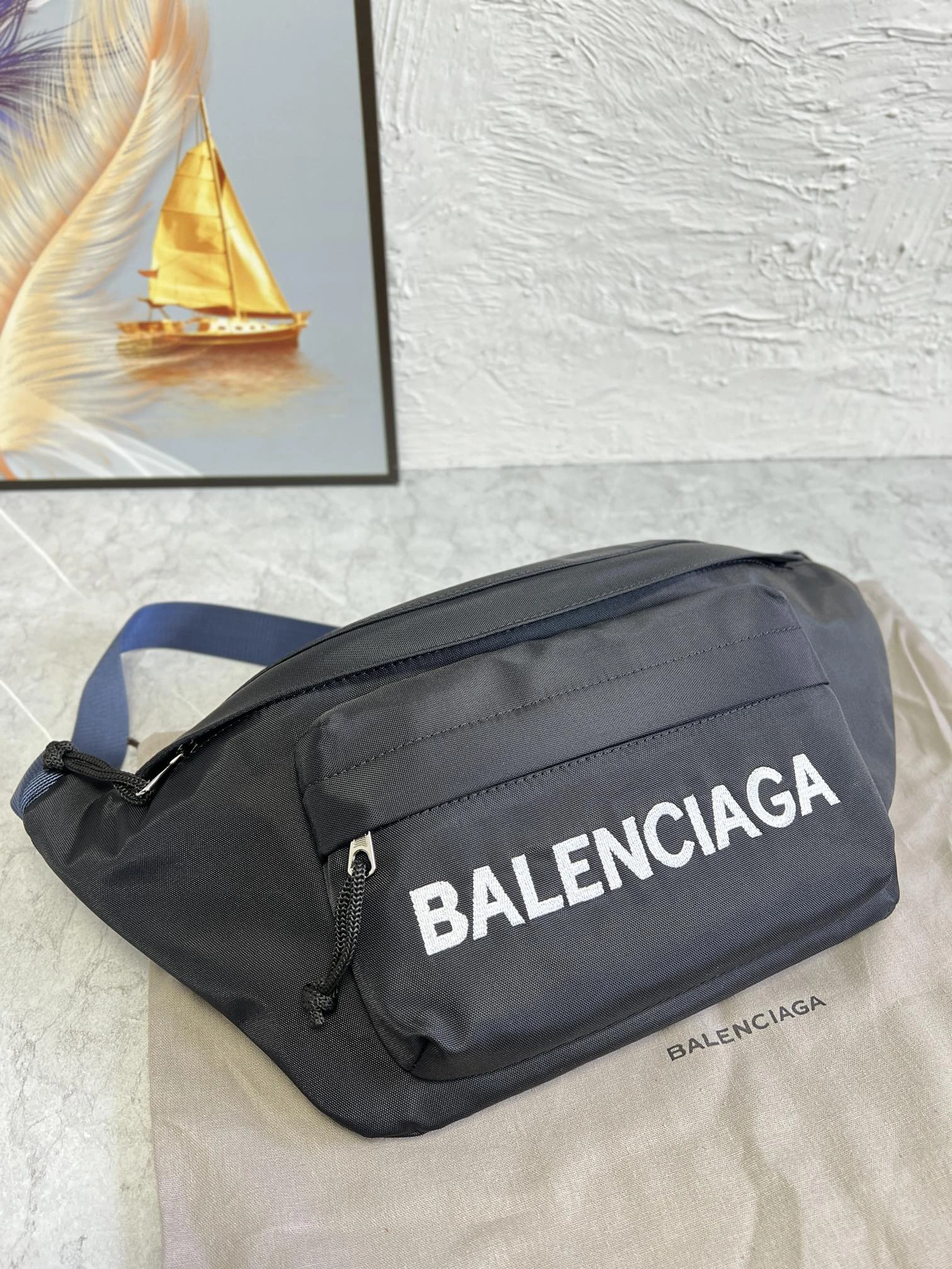 Balenciaga Paris Explorer Embroidered Waist Bag - Black StreetReady 60859