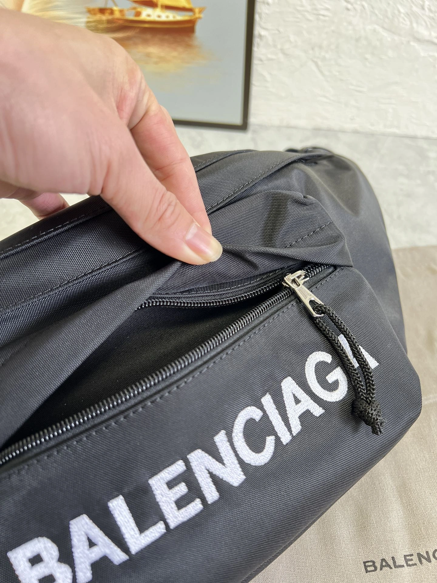 Balenciaga Paris Explorer Embroidered Waist Bag - Black StreetReady 60859