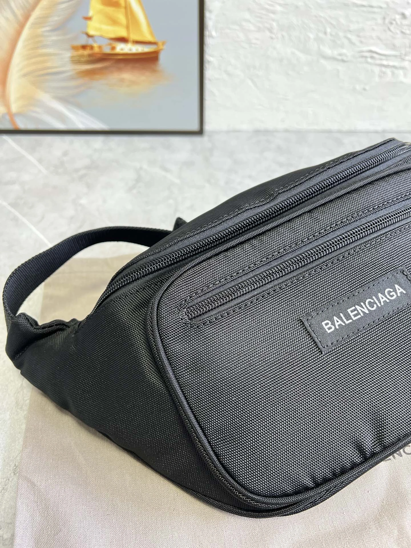 Balenciaga Paris Explorer  Canvas Waist Bag - Black Chic 60893