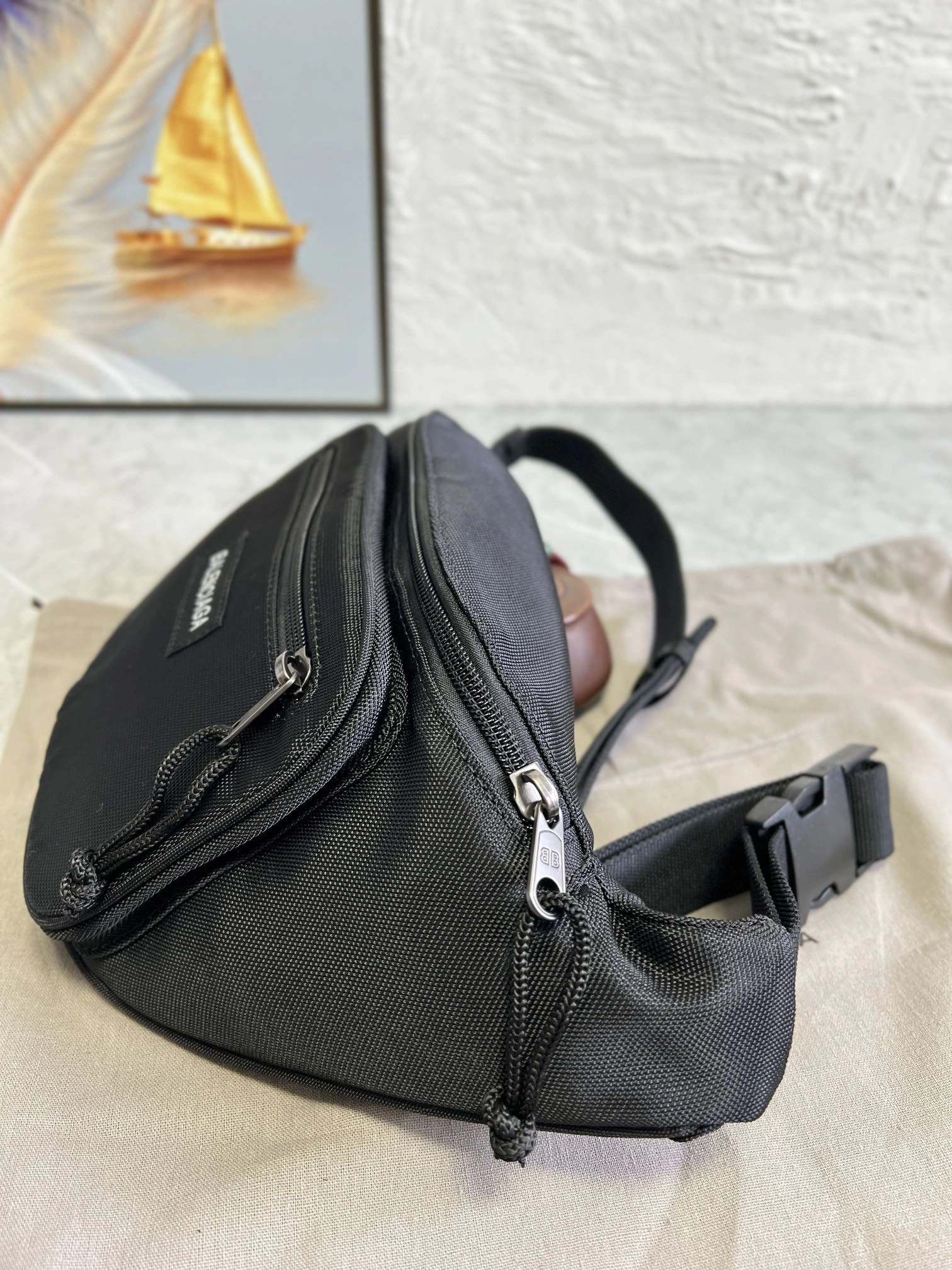 Balenciaga Paris Explorer  Canvas Waist Bag - Black Chic 60893