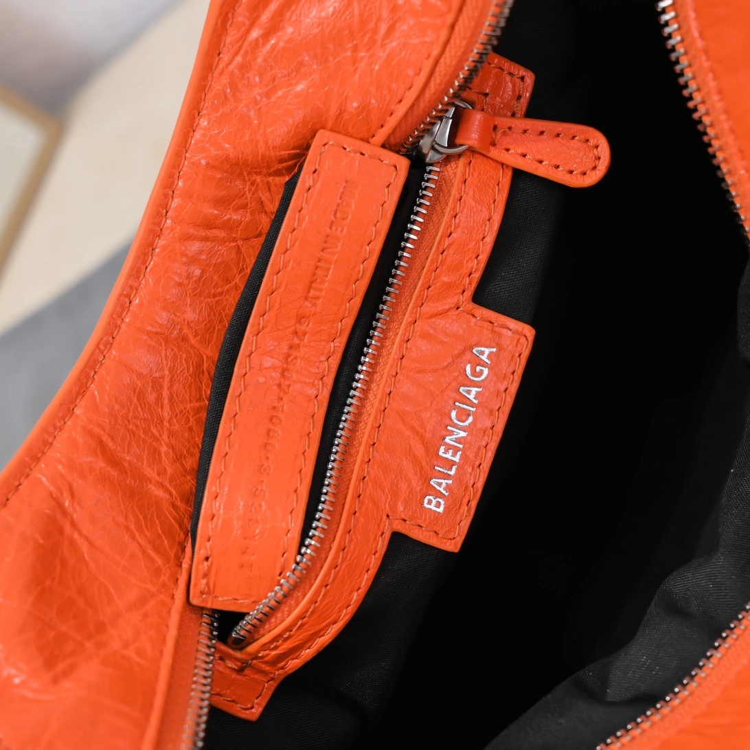 Balenciaga Paris Neo Cagole Orange Lambskin Motorcycle Bag AllSeason 60975