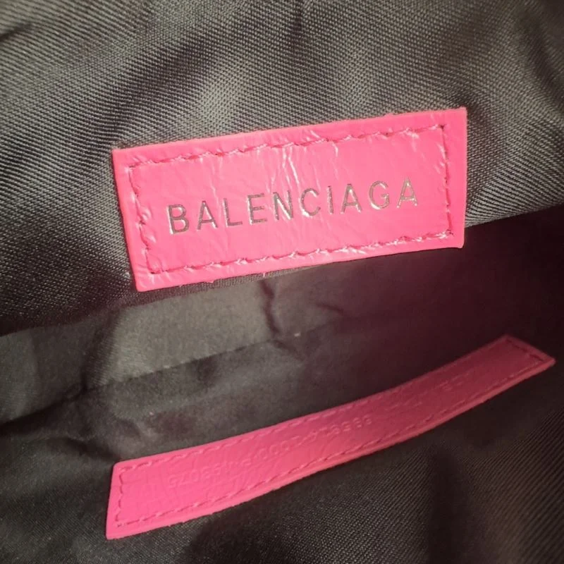 Balenciaga Peach Blossom Red Cracked Leather Half-Moon Dumpling Bag Modern 38341