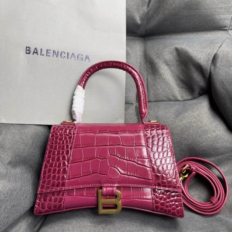 Cozy Balenciaga Peach Pink Crocodile-Pattern Hourglass Bag S Size 70031