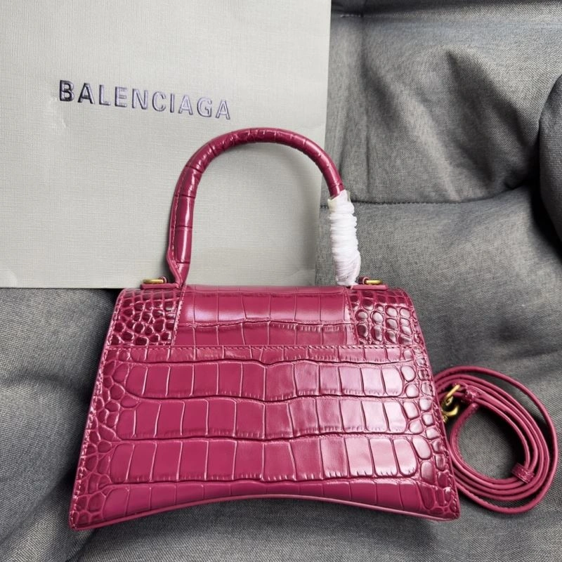 Cozy Balenciaga Peach Pink Crocodile-Pattern Hourglass Bag S Size 70031