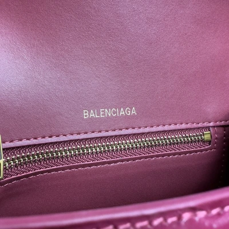 Cozy Balenciaga Peach Pink Crocodile-Pattern Hourglass Bag S Size 70031