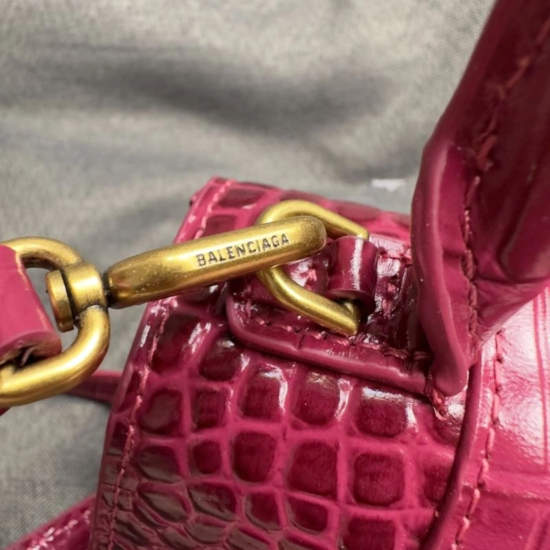 Cozy Balenciaga Peach Pink Crocodile-Pattern Hourglass Bag S Size 70031
