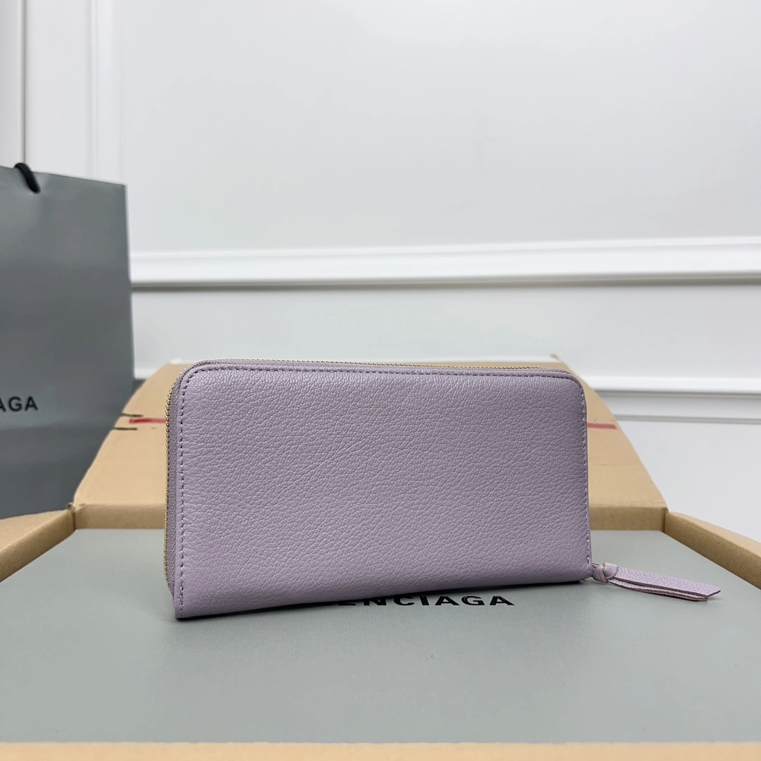 ComfortFit Balenciaga Purple Retro Goat Leather Zipper Motorcycle Wallet 60832