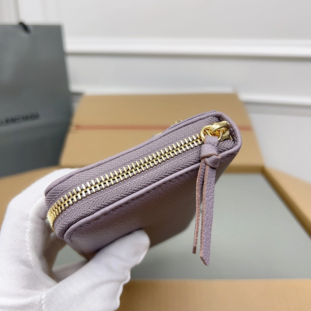 ComfortFit Balenciaga Purple Retro Goat Leather Zipper Motorcycle Wallet 60832