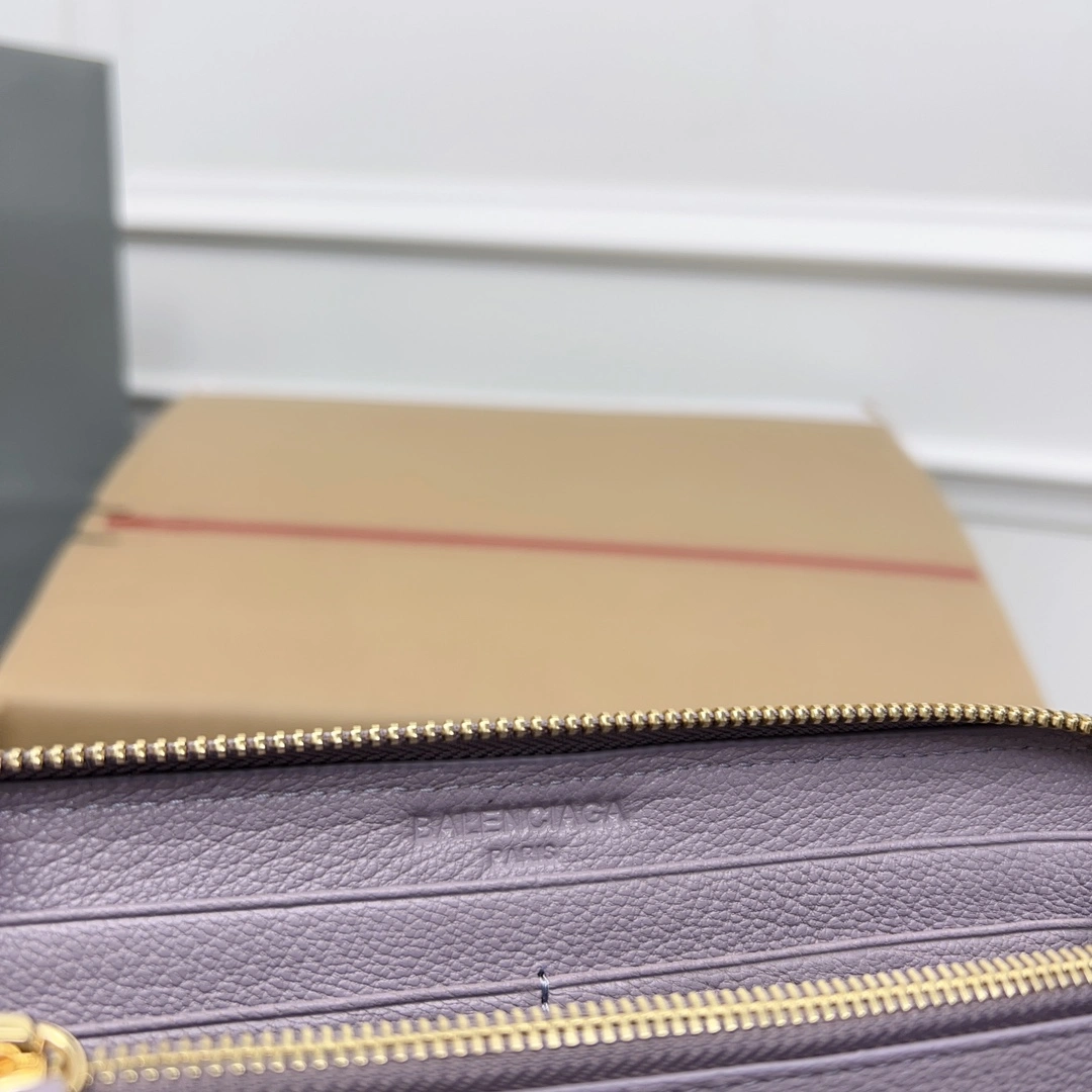 ComfortFit Balenciaga Purple Retro Goat Leather Zipper Motorcycle Wallet 60832