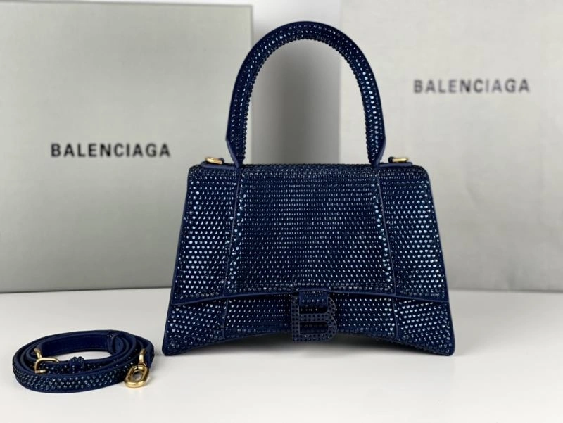 Balenciaga Radiant Hourglass Bag with Blue Rhinestones Stylish 72601