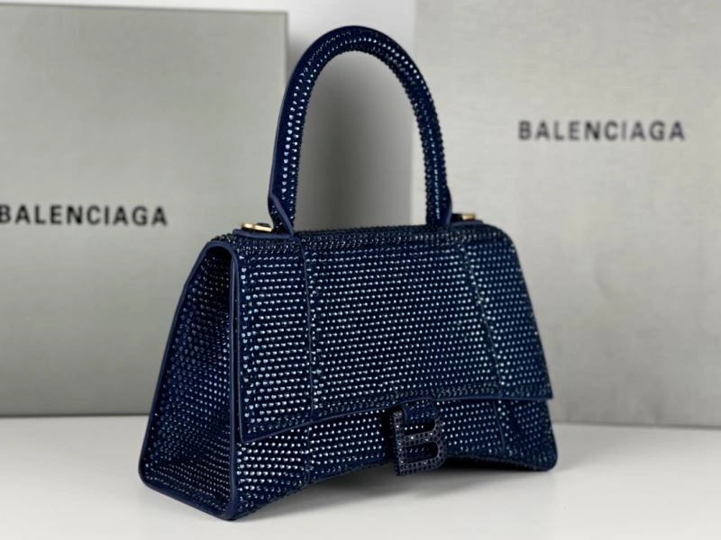 Balenciaga Radiant Hourglass Bag with Blue Rhinestones Stylish 72601