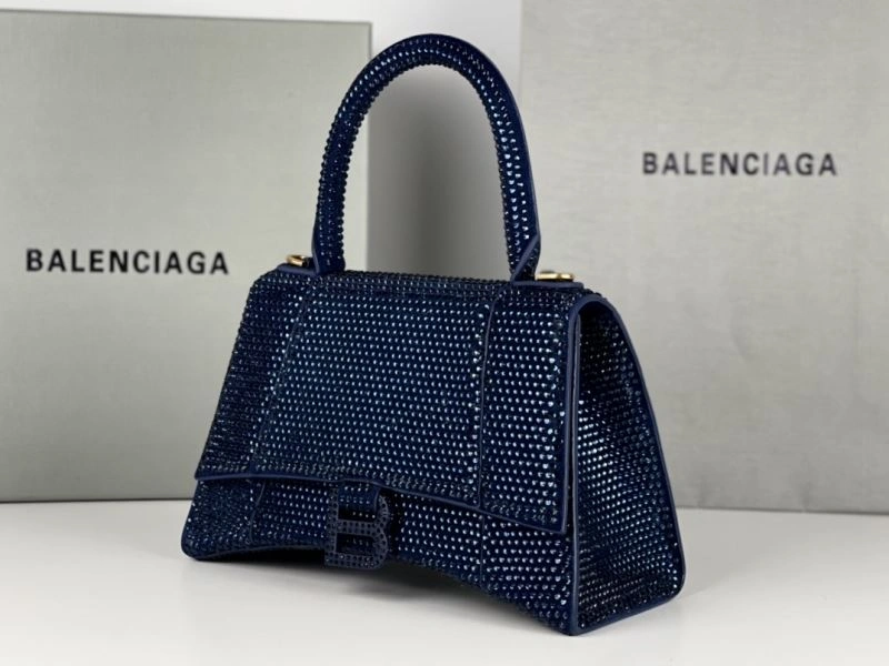 Balenciaga Radiant Hourglass Bag with Blue Rhinestones Stylish 72601