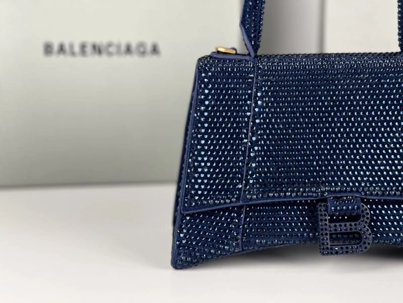 Balenciaga Radiant Hourglass Bag with Blue Rhinestones Stylish 72601