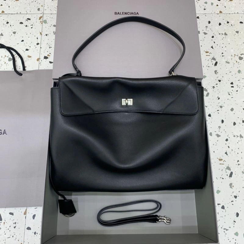 RelaxedFit Balenciaga Rebel  Black Handbag with Silver Buckle - Three Sizes 66960