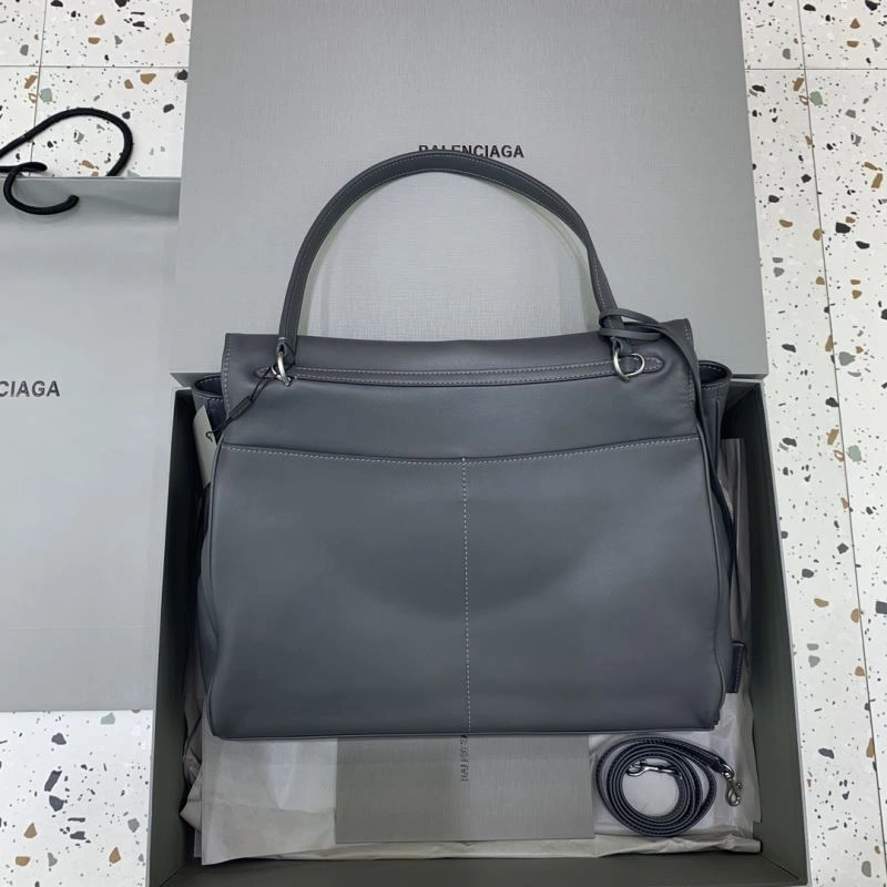 Balenciaga Rebel  Gray Leather Handbag with Silver Buckle TravelReady 67004