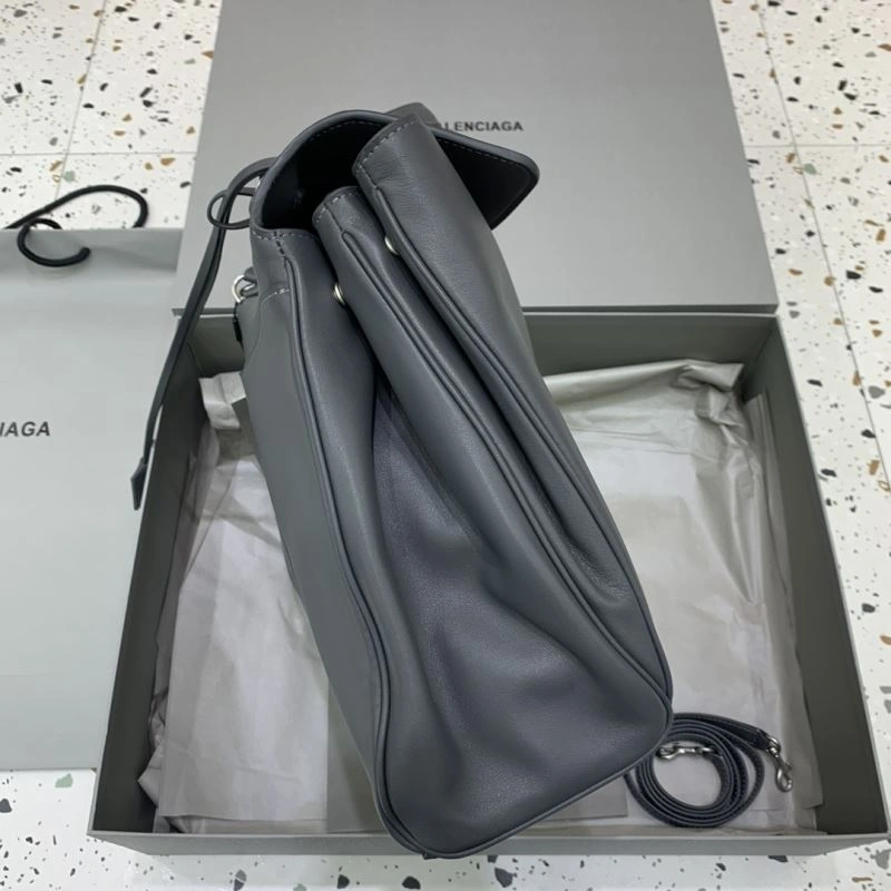 Balenciaga Rebel  Gray Leather Handbag with Silver Buckle TravelReady 67004