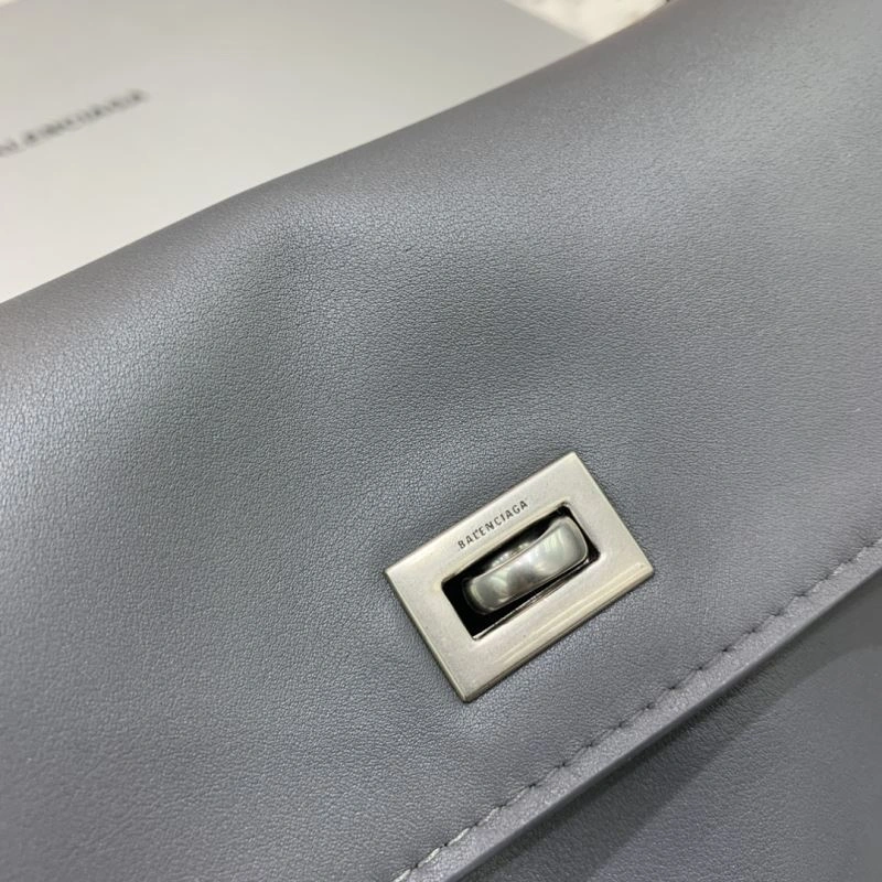 Balenciaga Rebel  Gray Leather Handbag with Silver Buckle TravelReady 67004