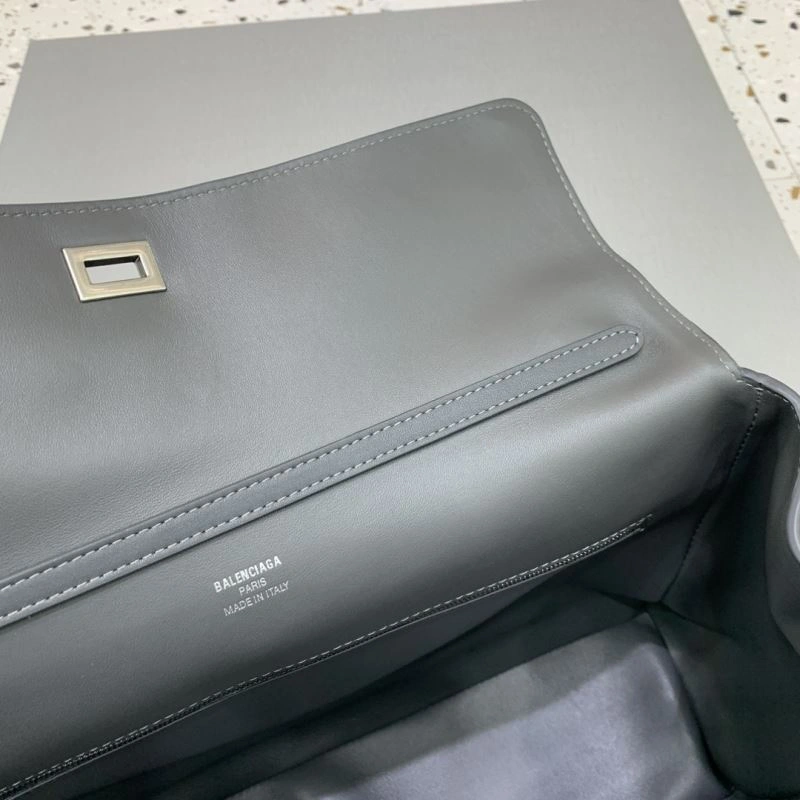 Balenciaga Rebel  Gray Leather Handbag with Silver Buckle TravelReady 67004