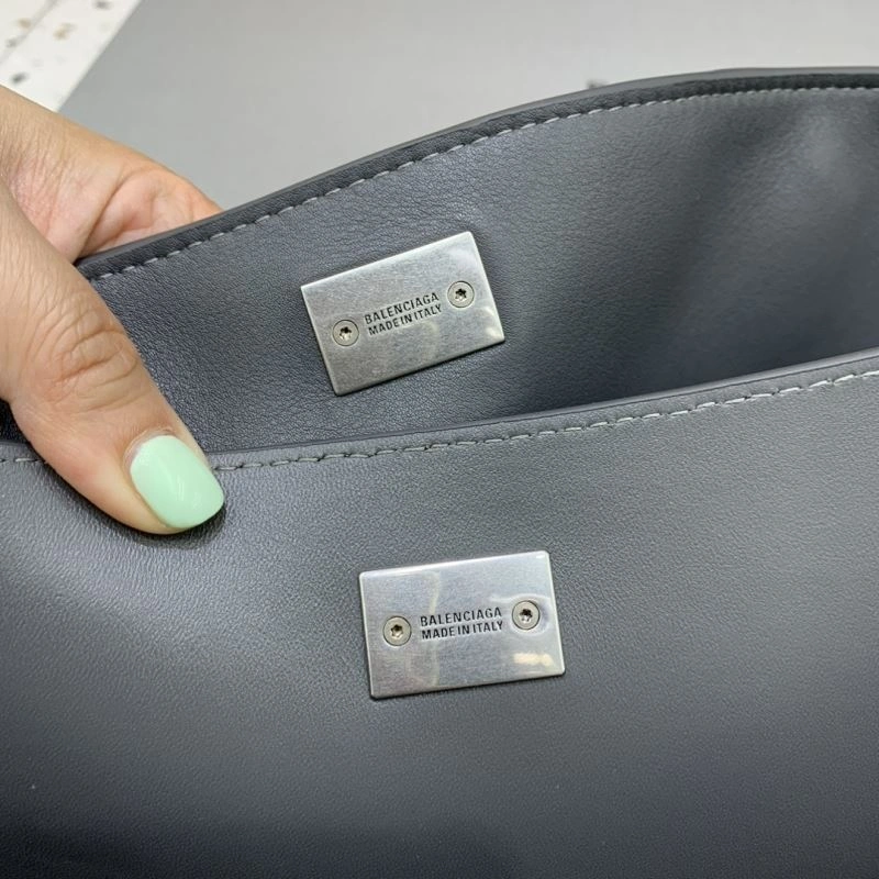 Balenciaga Rebel  Gray Leather Handbag with Silver Buckle TravelReady 67004