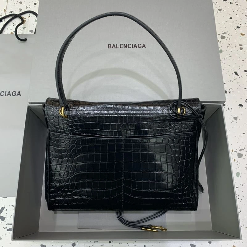 Elegant Balenciaga Rebel Luxe Crocodile Black Handbag - Style Meets Function 66964