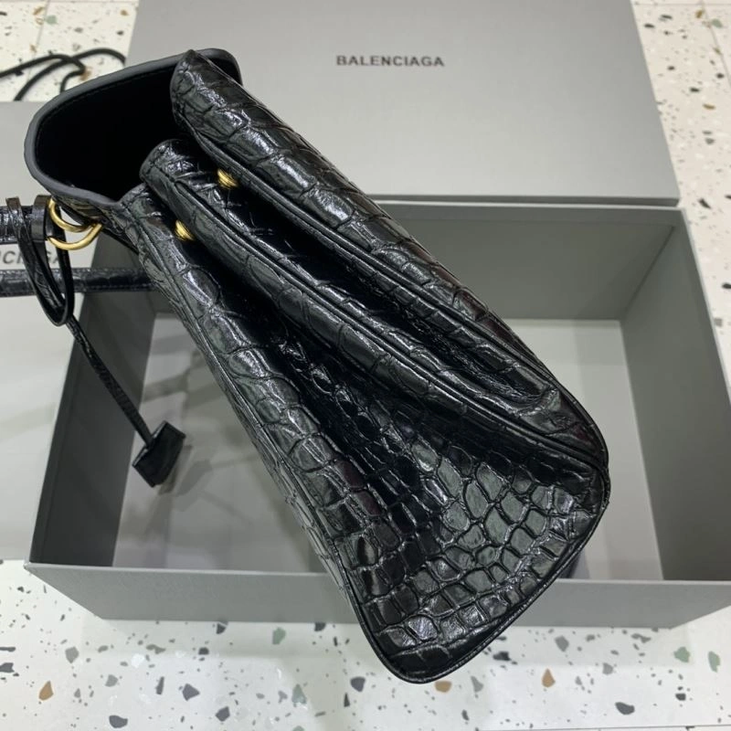Elegant Balenciaga Rebel Luxe Crocodile Black Handbag - Style Meets Function 66964