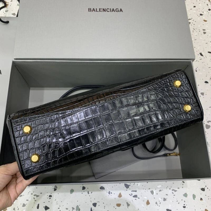 Elegant Balenciaga Rebel Luxe Crocodile Black Handbag - Style Meets Function 66964