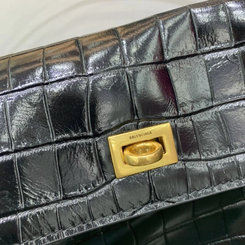Elegant Balenciaga Rebel Luxe Crocodile Black Handbag - Style Meets Function 66964
