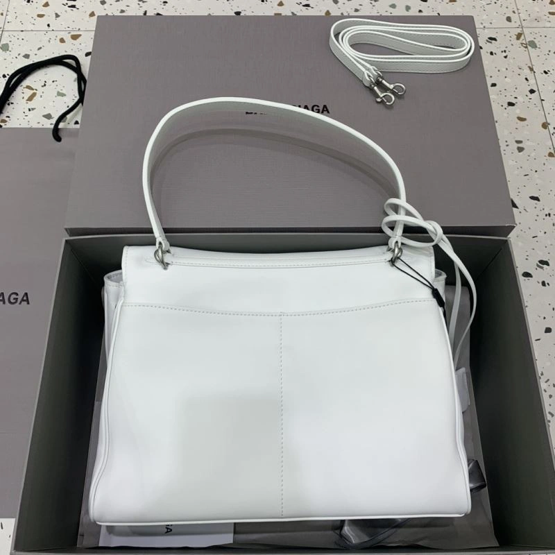 Balenciaga Rebel Luxe White Silver Buckle Handbag Collection Functional 66977