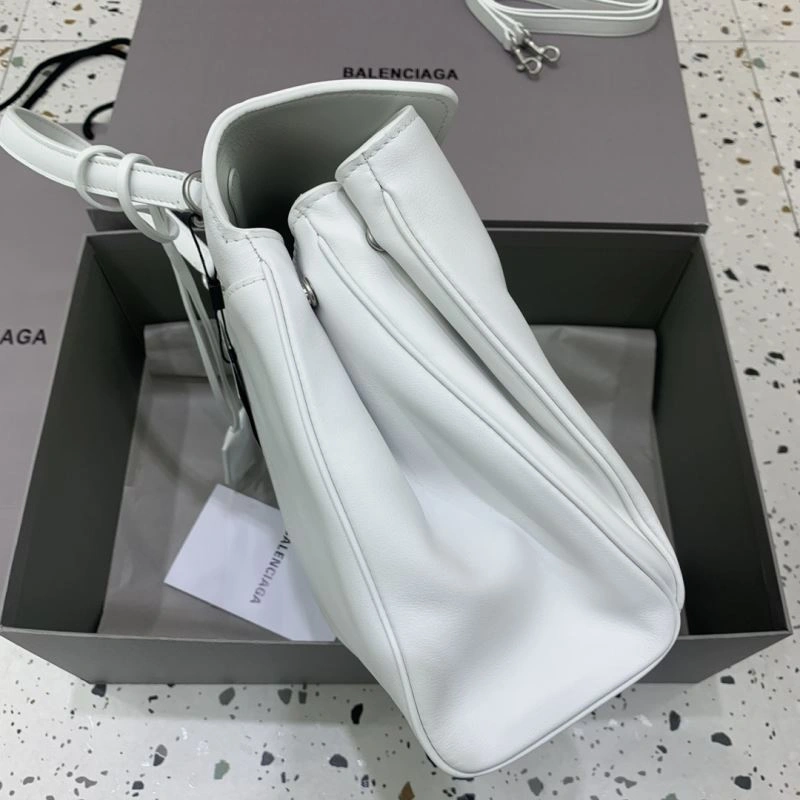 Balenciaga Rebel Luxe White Silver Buckle Handbag Collection Functional 66977