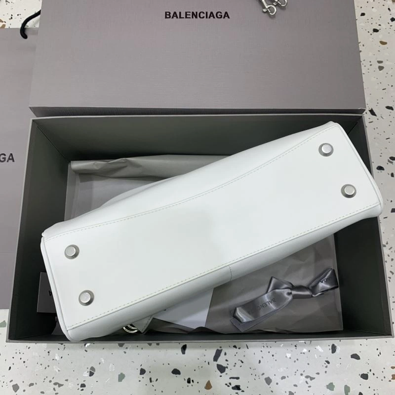 Balenciaga Rebel Luxe White Silver Buckle Handbag Collection Functional 66977