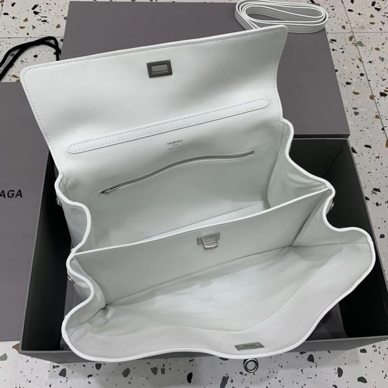 Balenciaga Rebel Luxe White Silver Buckle Handbag Collection Functional 66977