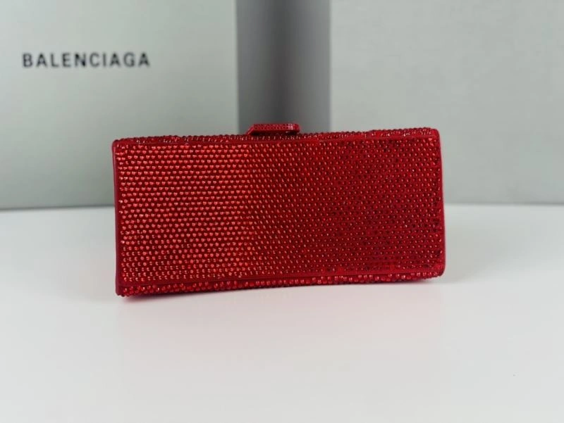 Lightweight Balenciaga Red Rhinestone Hourglass Bag with B-Clasp 72591