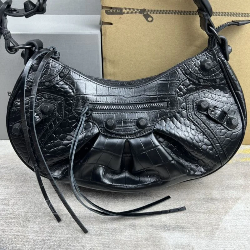 BestValue Balenciaga Retro  Crocodile Leather Half-Moon Dumpling Bag 38352
