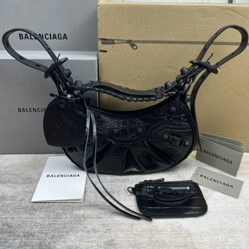 Balenciaga Retro  Crocodile Leather Half Moon Dumpling Bag Unisex 38335