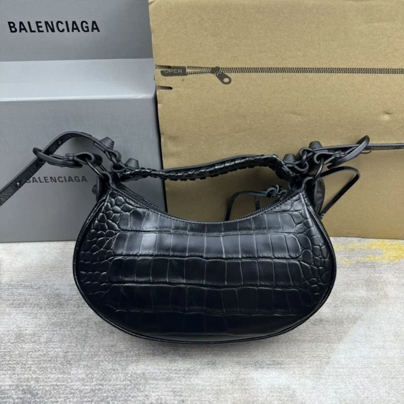 Balenciaga Retro  Crocodile Leather Half Moon Dumpling Bag Unisex 38335