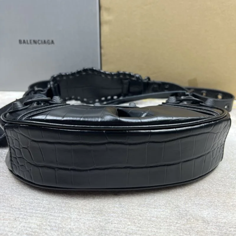 Balenciaga Retro  Crocodile Leather Half Moon Dumpling Bag Unisex 38335