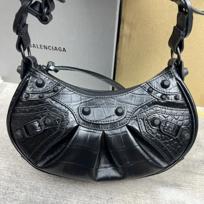 Balenciaga Retro  Crocodile Leather Half Moon Dumpling Bag Unisex 38335