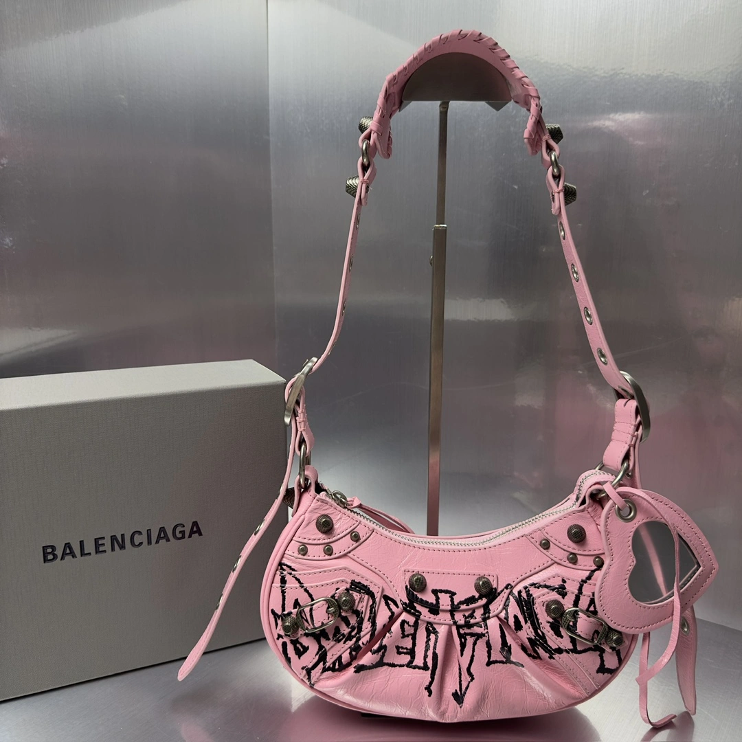 Balenciaga Retro  Le Cagole Half Moon Graffiti Dumpling Bag Durable 72572