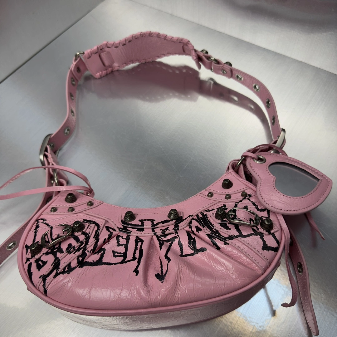 Balenciaga Retro  Le Cagole Half Moon Graffiti Dumpling Bag Durable 72572