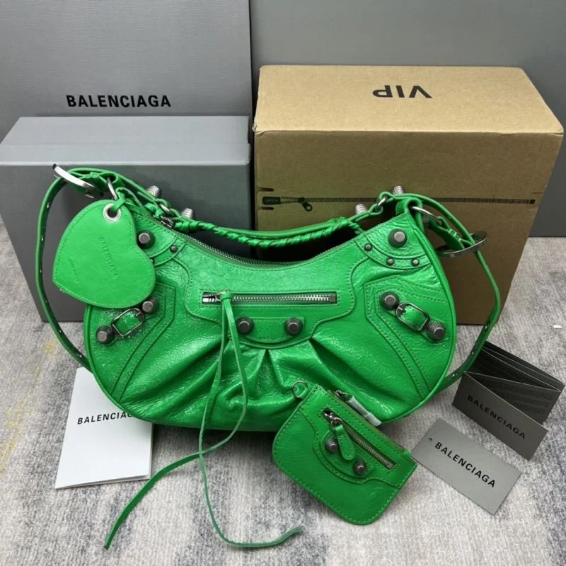 Balenciaga Retro Green  Le Cagole Half-Moon Dumpling Bag Fashionable 38350