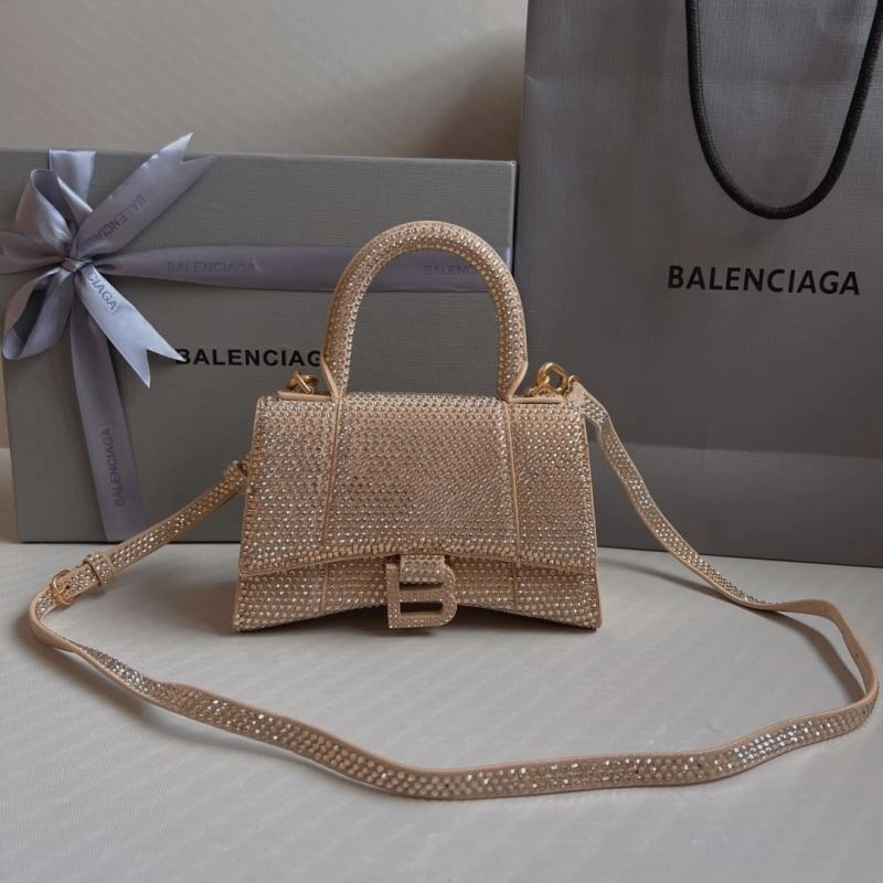 OnTrend Balenciaga Rhinestone Hourglass Bag in Milk Tea Elegance 70042
