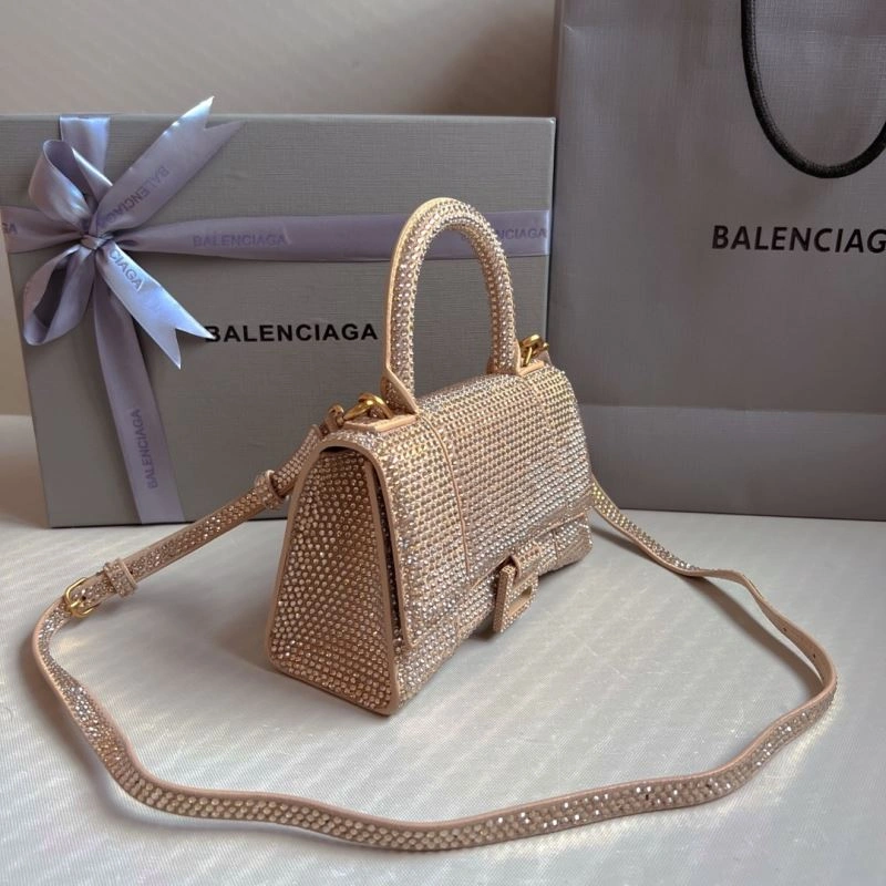 OnTrend Balenciaga Rhinestone Hourglass Bag in Milk Tea Elegance 70042