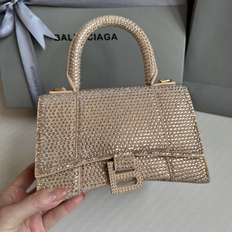 OnTrend Balenciaga Rhinestone Hourglass Bag in Milk Tea Elegance 70042