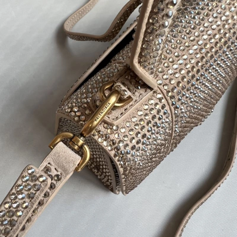 OnTrend Balenciaga Rhinestone Hourglass Bag in Milk Tea Elegance 70042