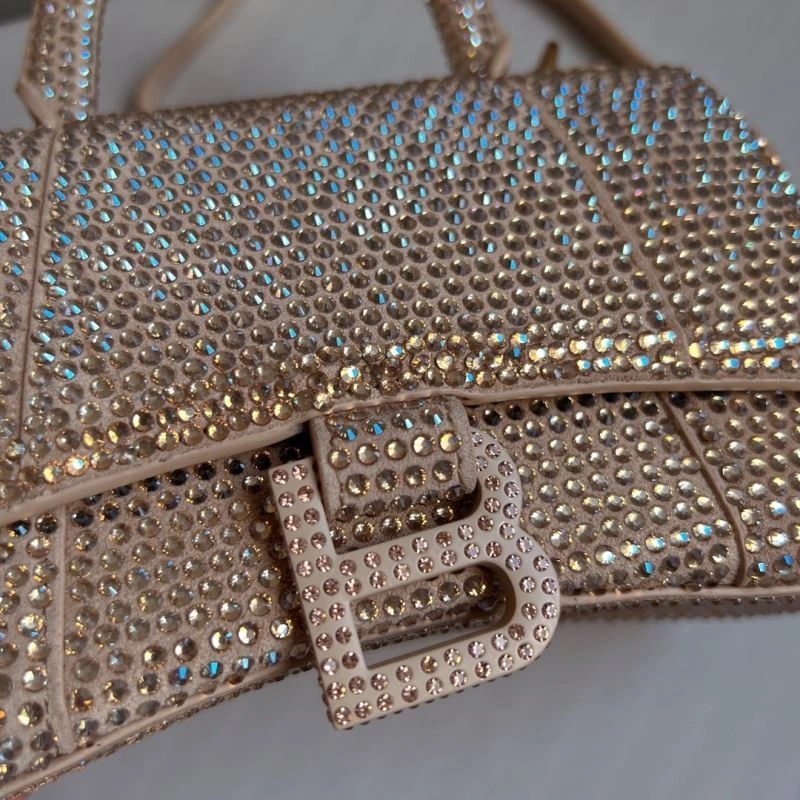 OnTrend Balenciaga Rhinestone Hourglass Bag in Milk Tea Elegance 70042