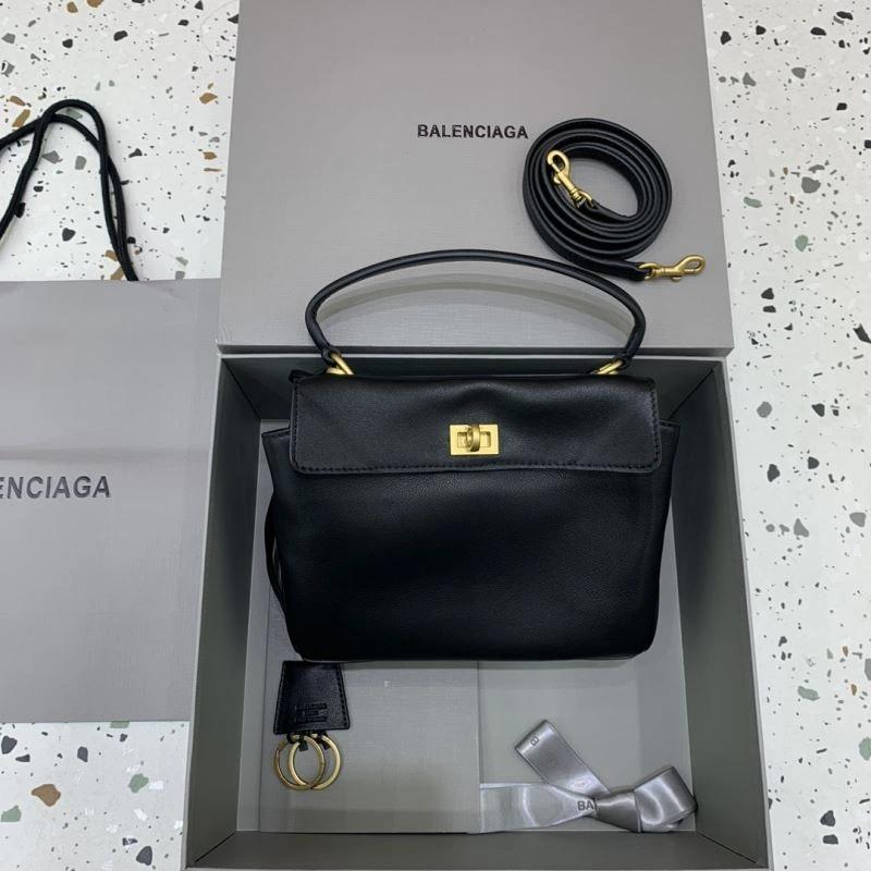 Balenciaga Rodeo Mini Black Leather Bag with Gold Buckle - Unisex Lightweight 67008