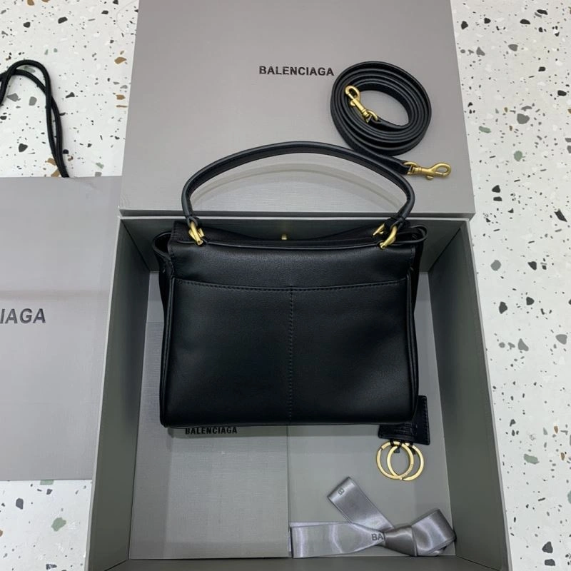 Balenciaga Rodeo Mini Black Leather Bag with Gold Buckle - Unisex Lightweight 67008