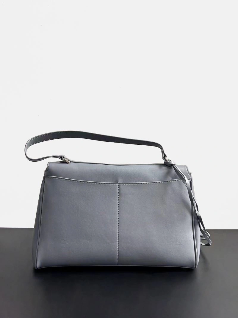 NewStyle Balenciaga Rodeo Slouchy Leather Bag in Medium Gray Silver 67009